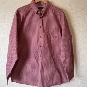 Ariat Pro Series Long Sleeve Button Down Cowboy Work Utility Shirt Men's L Red